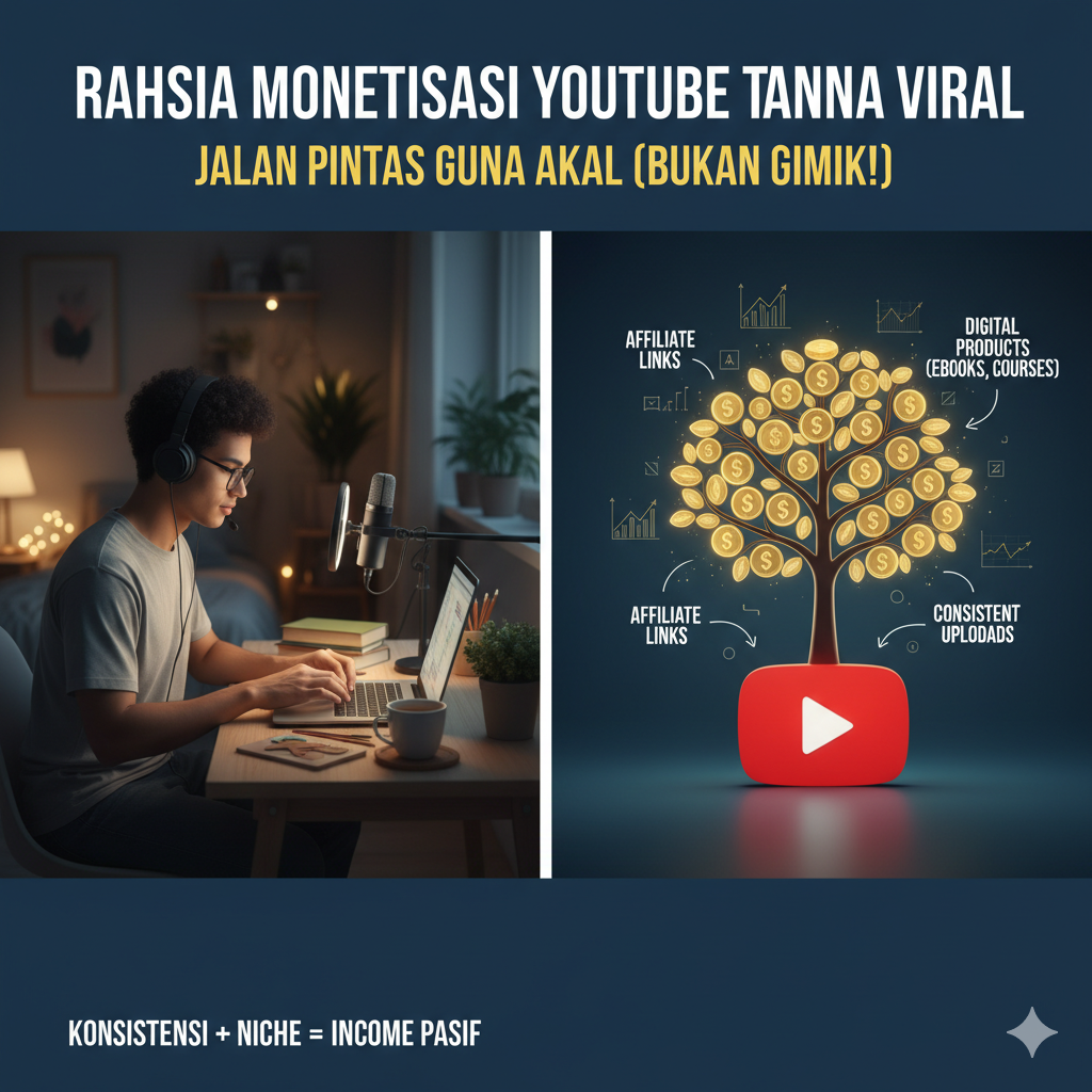 Rahsia Monetisasi YouTube Tanpa Viral: Jalan Pintas Guna Akal (Bukan Gimik!) Cover