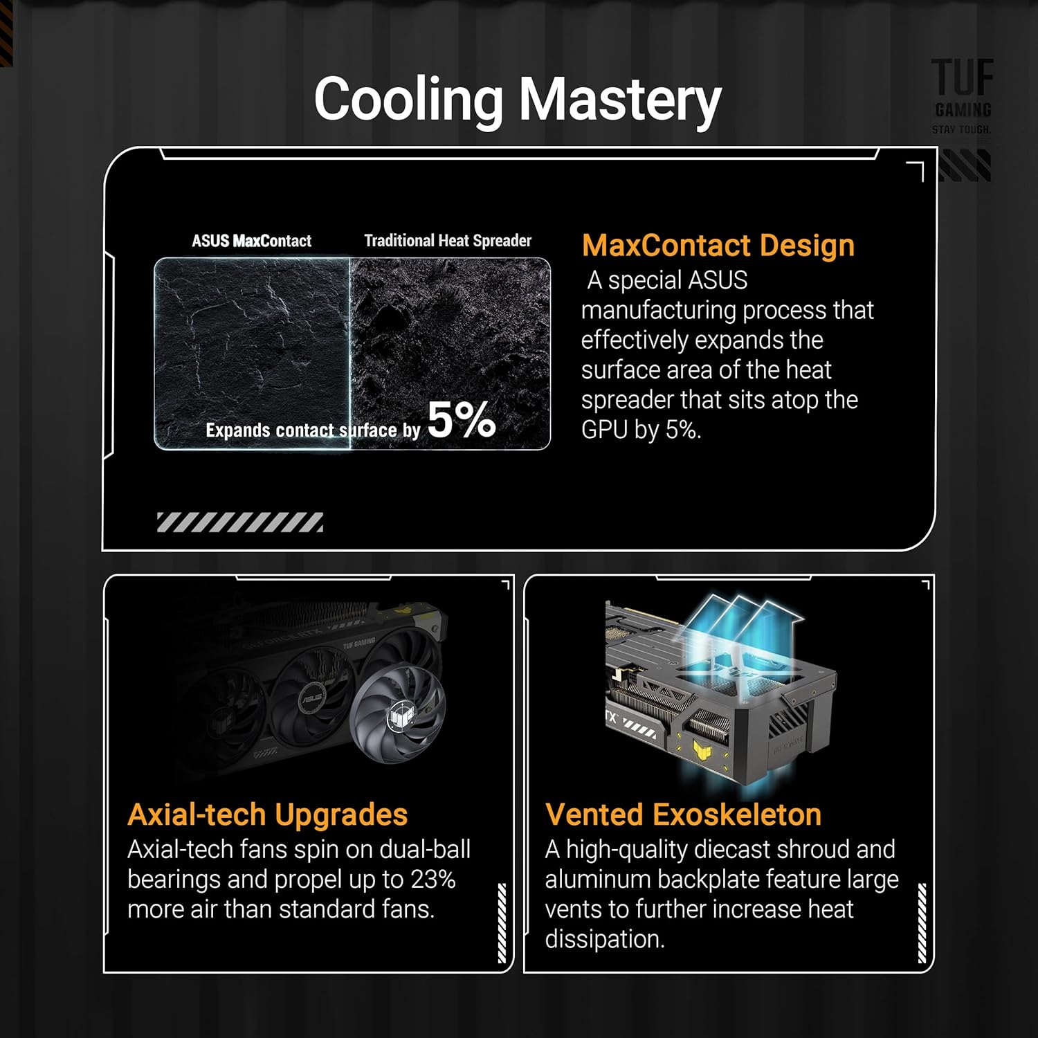 2) TUF reliability: cooling, build quality, and fit